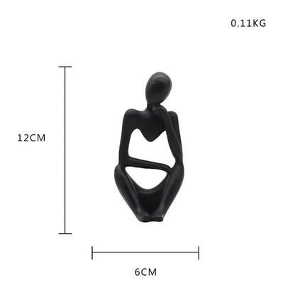 Nordic style decorative art figurines. 12 cm high, black colored. Sitting with fist under cheek - Epiceasyshop1