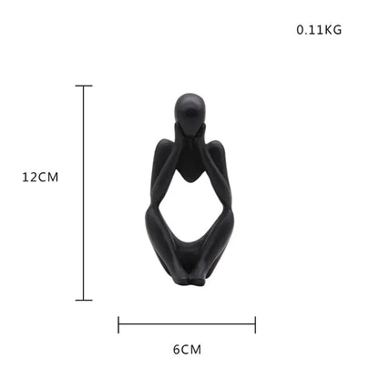 Nordic style decorative art figurines - Black colored, both hands under cheek, knee up, 12 cm high-Epiceasyshop1