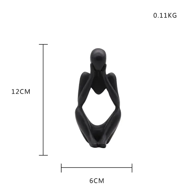 Nordic style decorative art figurines. 12 cm high, black colored. Sitting with both hands under cheek - Epiceasyshop1