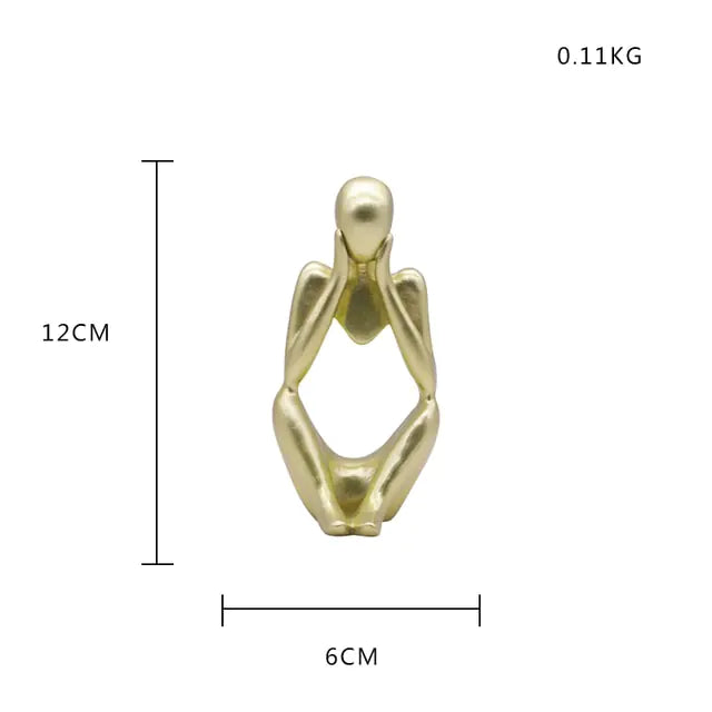 Nordic style decorative art figurines. Gold colored, sitting with both hands holding its face. 12 cm high - Epiceasyshop1