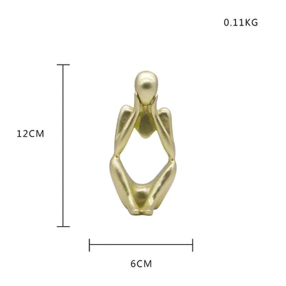 Nordic style decorative art figurines. Gold colored, sitting with both hands holding its face. 12 cm high - Epiceasyshop1