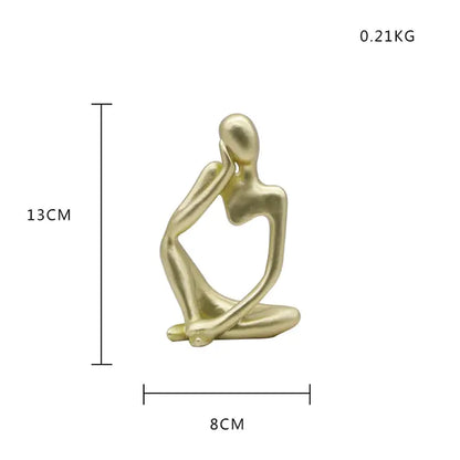 Nordic style decorative art figurines. sitting holding hands on face. 13 cm high. Gold colored- Epiceasyshop1