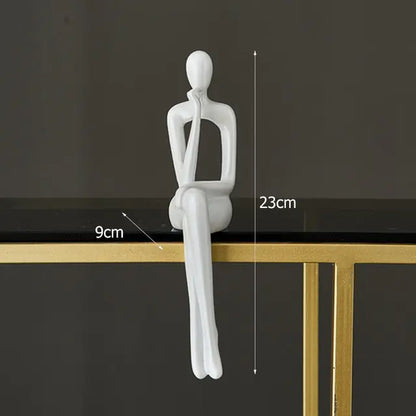 White, sitting Nordic style decorative art figurines. With fist under the cheek - Epiceasyshop1