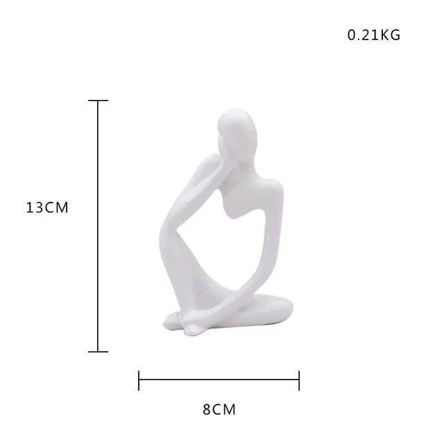 Nordic style decorative art figurines. White colored, sitting with one hand on the face. 13 cm high - Epiceasyshop1