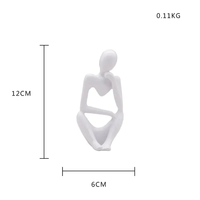 Nordic style decorative art figurines. White colored, sitting with fist under cheek. 12 cm high- Epiceasyshop1 