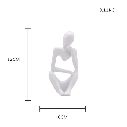 Nordic style decorative art figurines. White colored, sitting with fist under cheek. 12 cm high- Epiceasyshop1 