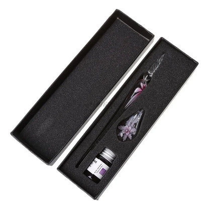 Elegant Crystal Floral Glass Dip Pen