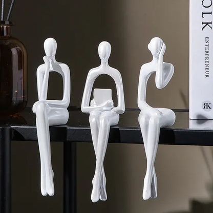 Three Nordic style decorative art figurines. White colored, sitting next to each other - Epiceasyshop1