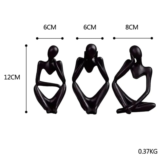 Three sitting, black colored Nordic style decorative art figurines - Epiceasyshop1