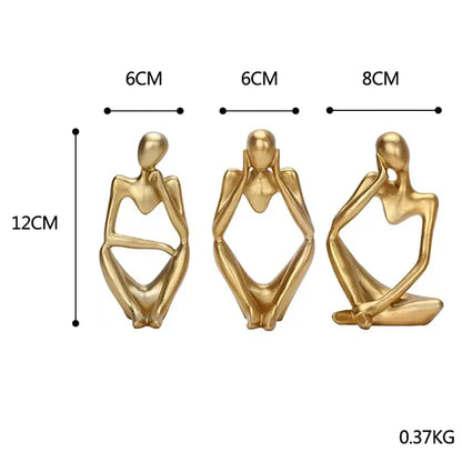 Three sitting, gold colored Nordic style decorative art figurines - Epiceasyshop1