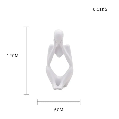 Nordic style decorative art figurines. 12 cm high, white colored. Sitting with both hands under cheek - Epiceasyshop1