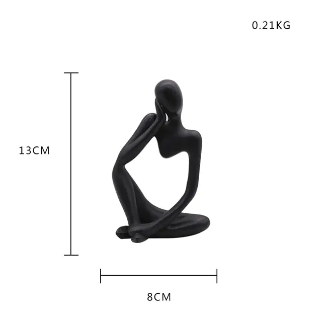 Nordic style decorative art figurines. 12 cm high, black colored. Sitting with hand on ear - Epiceasyshop1