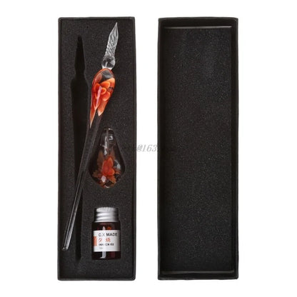 Elegant Crystal Floral Glass Dip Pen