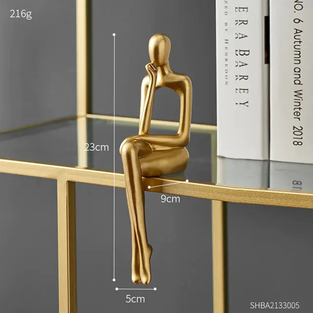 Nordic style decorative art figurines. Gold colored, sitting with crossed legs- Epiceasyshop1